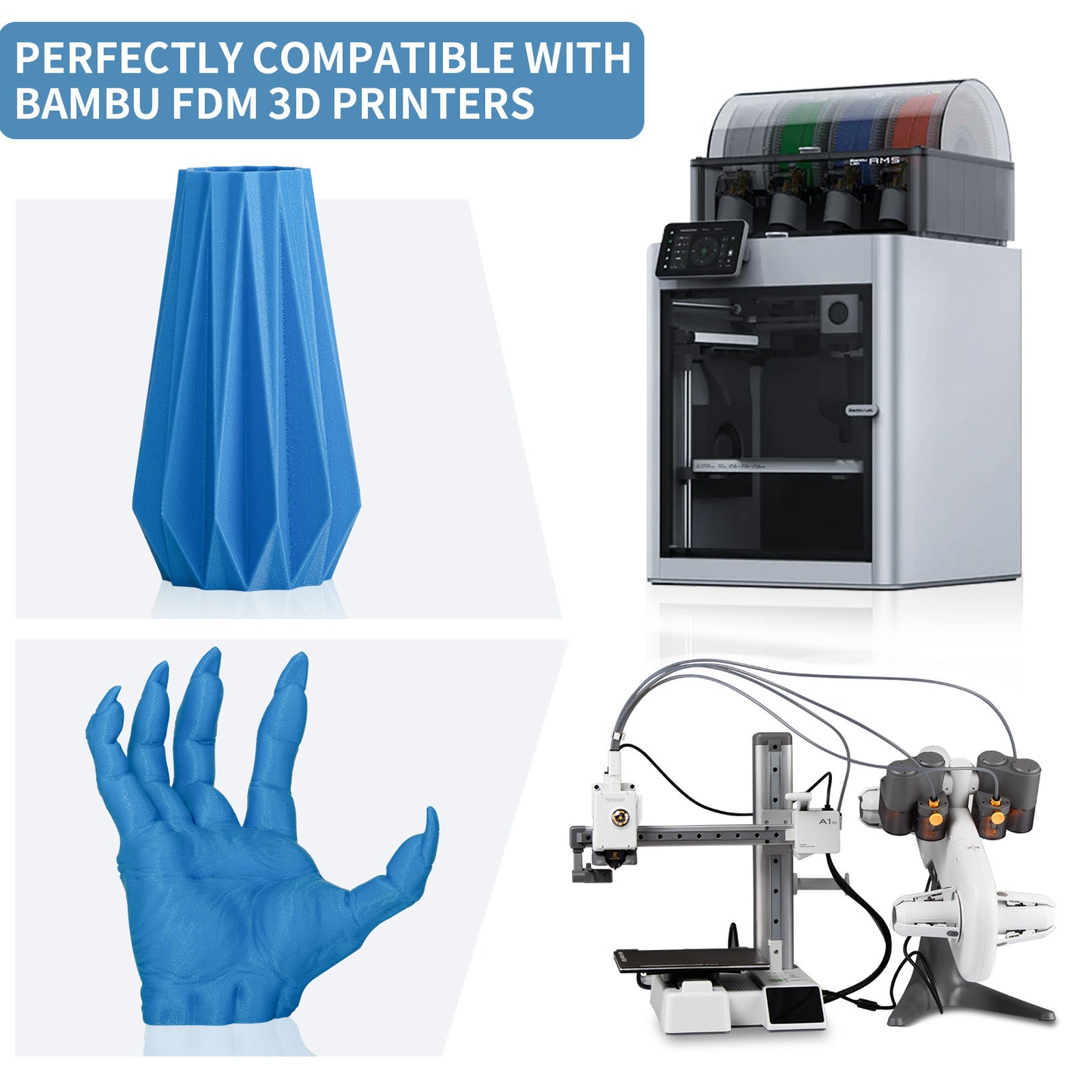 TINMORRY Glasfaserverstärktes PETG-Filament, hochschlagfestes PETG-GF-3D-Druckfilament, Haltbarkeit und Steifheit, perfekt kompatibel mit Bambu Lab FDM-3D-Drucker, 1 kg, 1 Spule, Frosted Blue