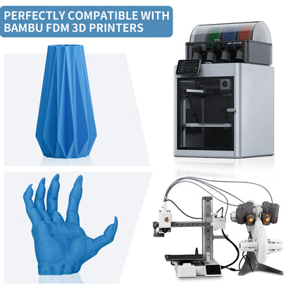 TINMORRY Glasfaserverstärktes PETG-Filament, hochschlagfestes PETG-GF-3D-Druckfilament, Haltbarkeit und Steifheit, perfekt kompatibel mit Bambu Lab FDM-3D-Drucker, 1 kg, 1 Spule, Frosted Blue