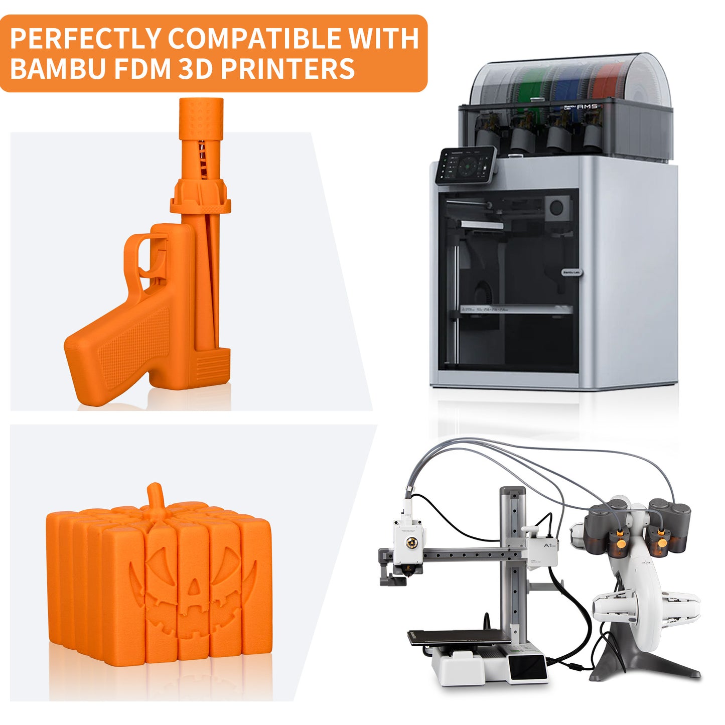 TINMORRY Glasfaserverstärktes PETG-Filament, hochschlagfestes PETG-GF-3D-Druckfilament, Haltbarkeit und Steifheit, perfekt kompatibel mit Bambu Lab FDM-3D-Drucker, 1 kg, 1 Spule, Frosted Orange 