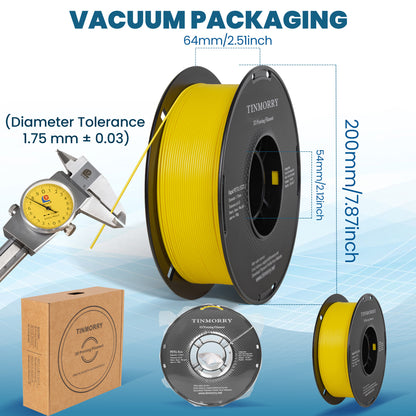 TINMORRY PETG-Filament 1,75 mm, Rapid PETG-Eco 3D-Druckfilament, kompatibel mit Bambu Lab/Creality K1C / FLASHFORGE Adventurer 5M FDM 3D-Drucker, 1 kg 1 Spule, Knallgelb