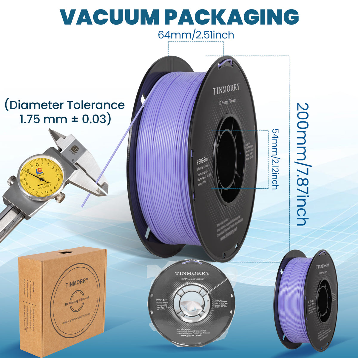 Rapid PETG-Eco 3D Printer Filament 1.75mm, 1 KG, Lavender