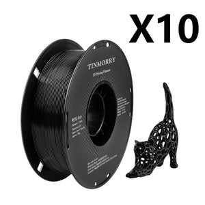 10 Rolls PETG-Eco Filament 1.75mm, TINMORRY PETG-Eco 3D Printing Filament  for FDM 3D Printers, 10 KG, Black