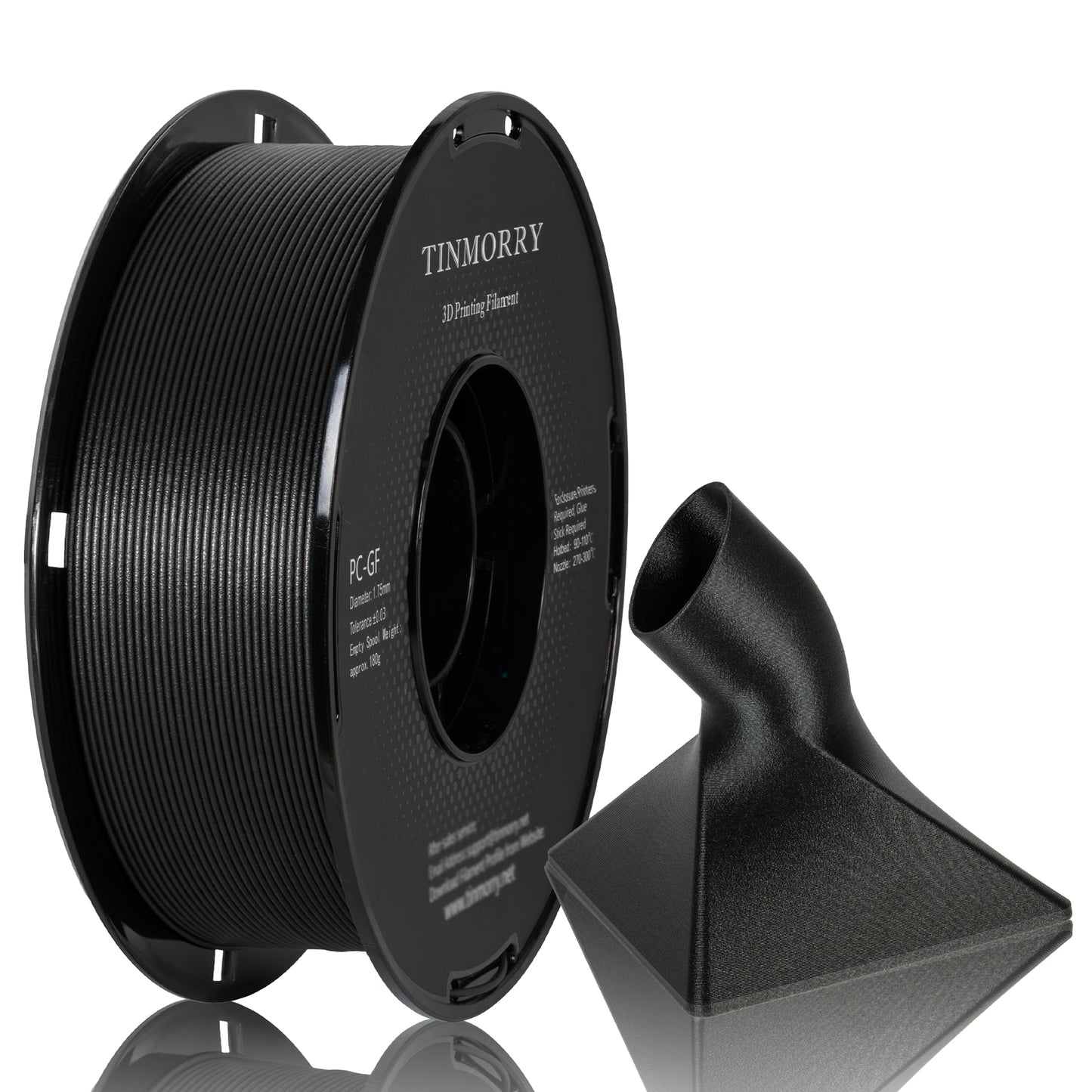 Glass Fiber PC 3D Printer Filament 1.75mm, 1 KG, Frosted Black
