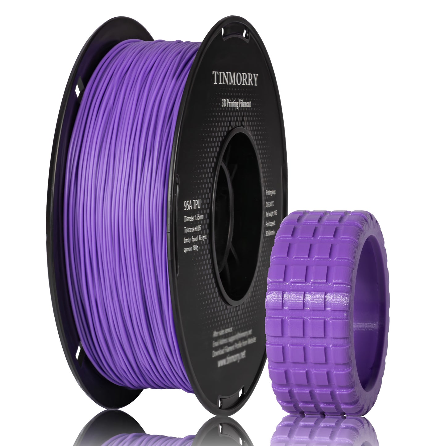 95A TPU 3D Printer Filament 1.75mm, 1 KG, Fluorescent Purple