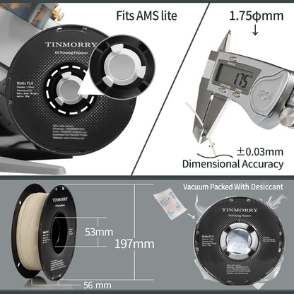 Matte PLA 3D Printer Filament 1.75mm, 1 KG, Matte Skin