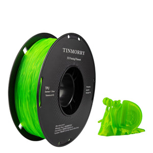 Filament TPU 1.75 mm, TINMORRY 3D Printing Materials, TPU Filament for FDM 3D Printer, 1 kg 1 Spool, Transparent Light Green