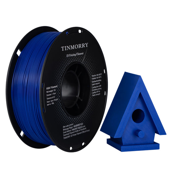 TINMORRY ASA-Filament 1,75 mm, hoch UV- und hitzebeständiges 3D-Druckerfilament, langlebig und robust, Maßgenauigkeit +/- 0,03 mm, perfekt zum Drucken von Funktionsteilen im Außenbereich, 1-kg-Spule, Marineblau 