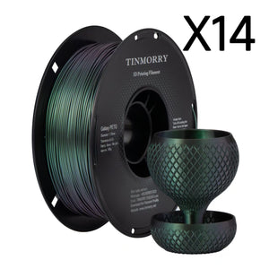 14 Rolls Galaxy PETG Filament 1.75mm, TINMORRY Galaxy PETG 3D Printing Filament  for FDM 3D Printers, 14 KG, Gemstone Green