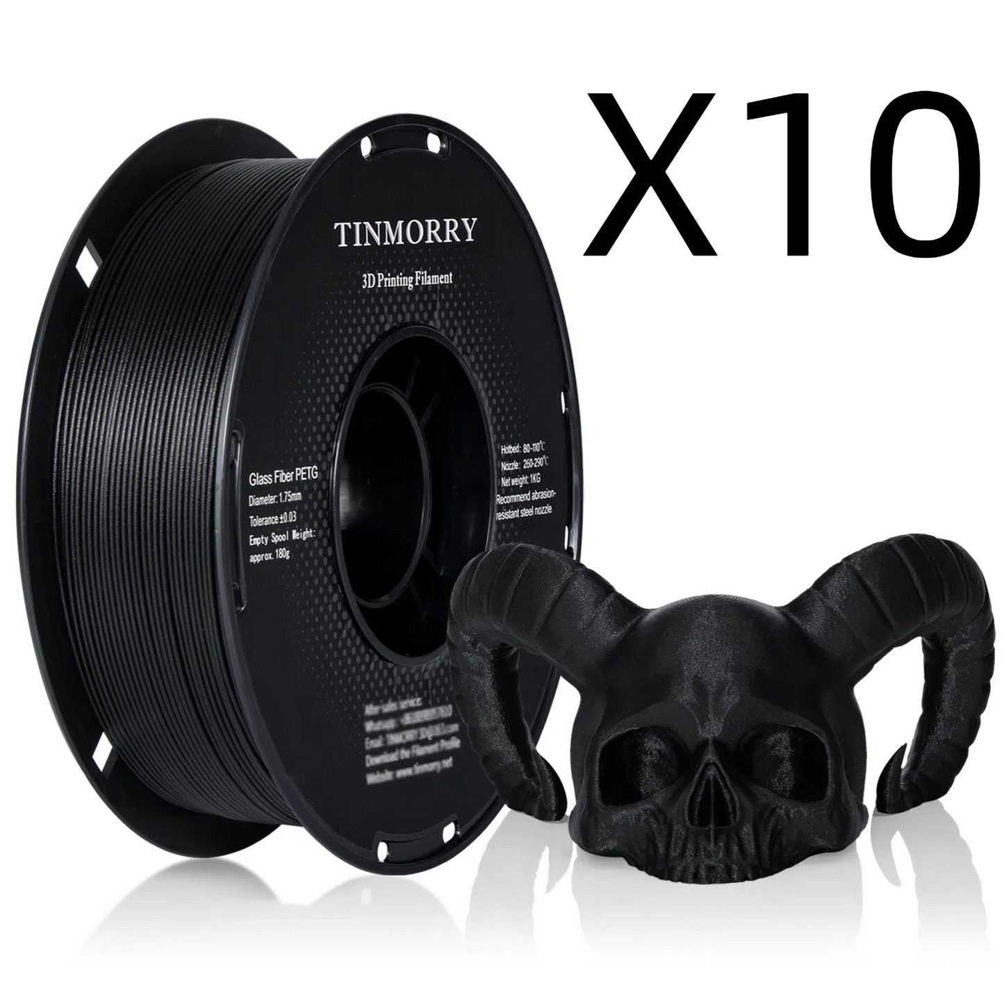 10 Rolls Value Pack & Save| Glass Fiber PETG Filament, 1 KG 1 Spool