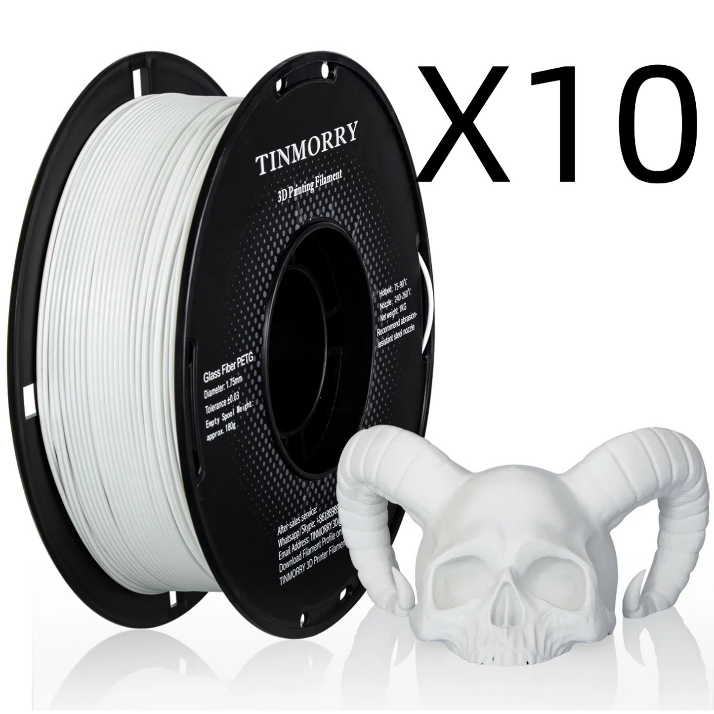 10 Rolls Value Pack & Save| Glass Fiber PETG Filament, 1 KG 1 Spool