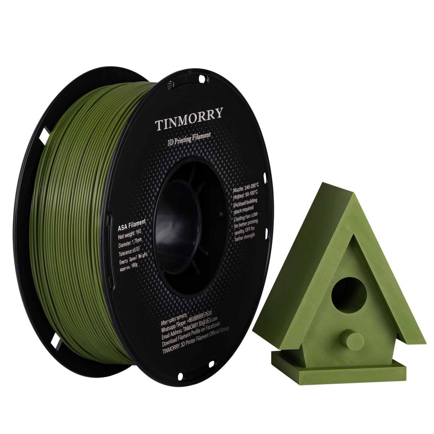 ASA 3D Printer Filament 1.75mm, 1 KG, Olive Green