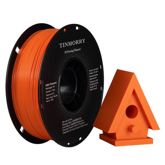 TINMORRY ASA-Filament 1,75 mm, hoch UV- und hitzebeständiges 3D-Druckerfilament, langlebig und robust, Maßgenauigkeit +/- 0,03 mm, perfekt zum Drucken von Funktionsteilen im Außenbereich, 1-kg-Spule, orange 