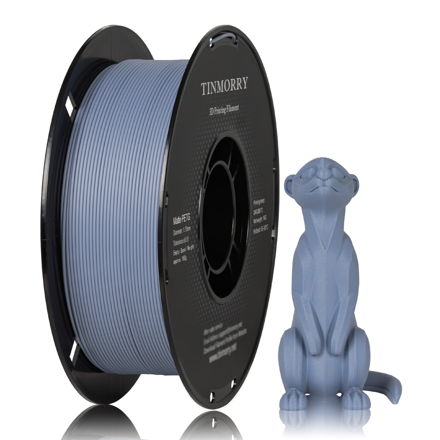 TINMORRY マットPETG 3Dプリンター用フィラメント 1.75mm、1kg、マットスモッグブルー
