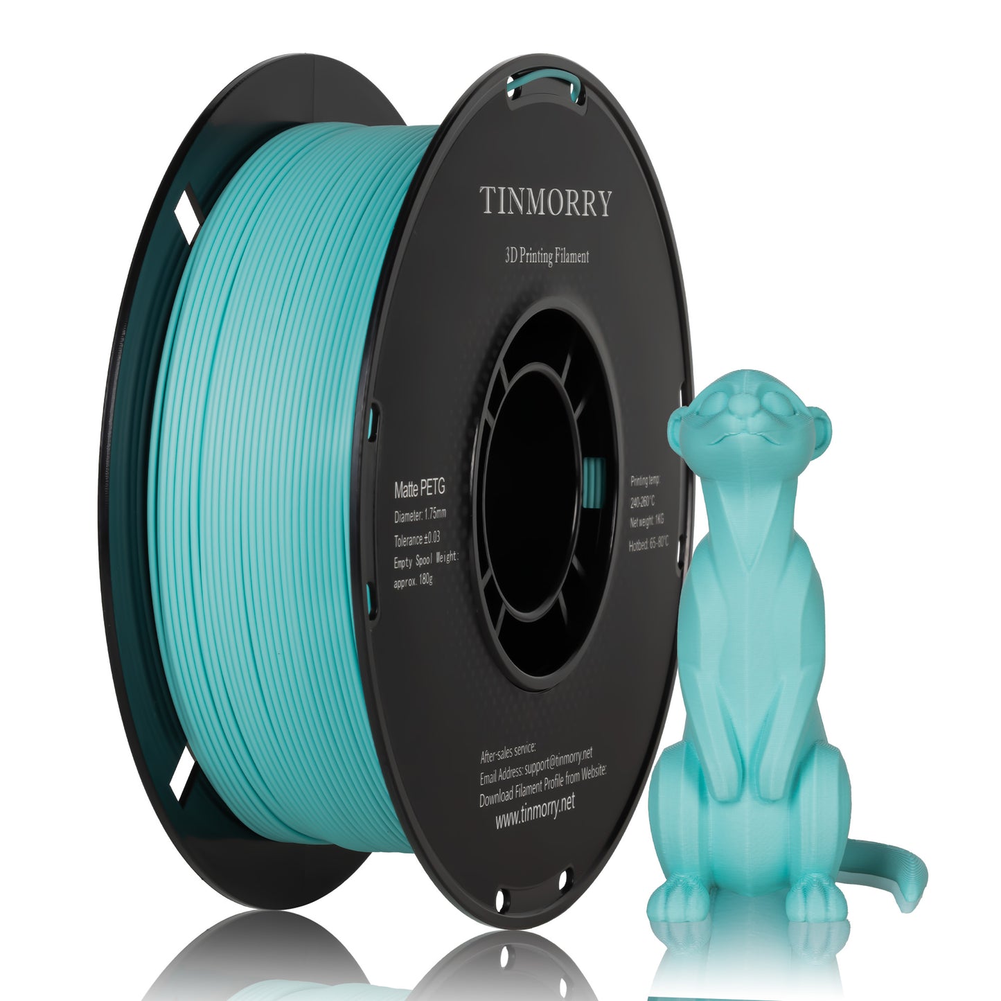 TINMORRY Matte PETG 3D-Druckfilament 1,75 mm, 1 kg, matte Mintgrün