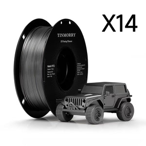 14 Rolls Metallic PETG Filament 1.75mm, TINMORRY Metallic PETG 3D Printing Filament  for FDM 3D Printers, 14 KG, Space Grey