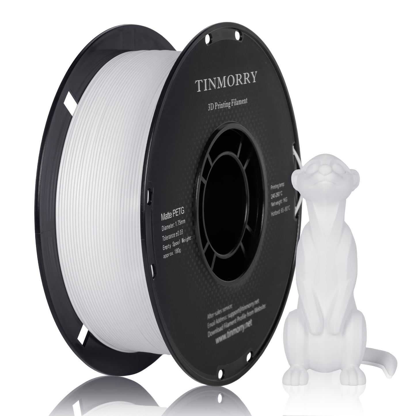TINMORRY マットPETG 3Dプリンター用フィラメント 1.75mm、1kg、マットホワイト