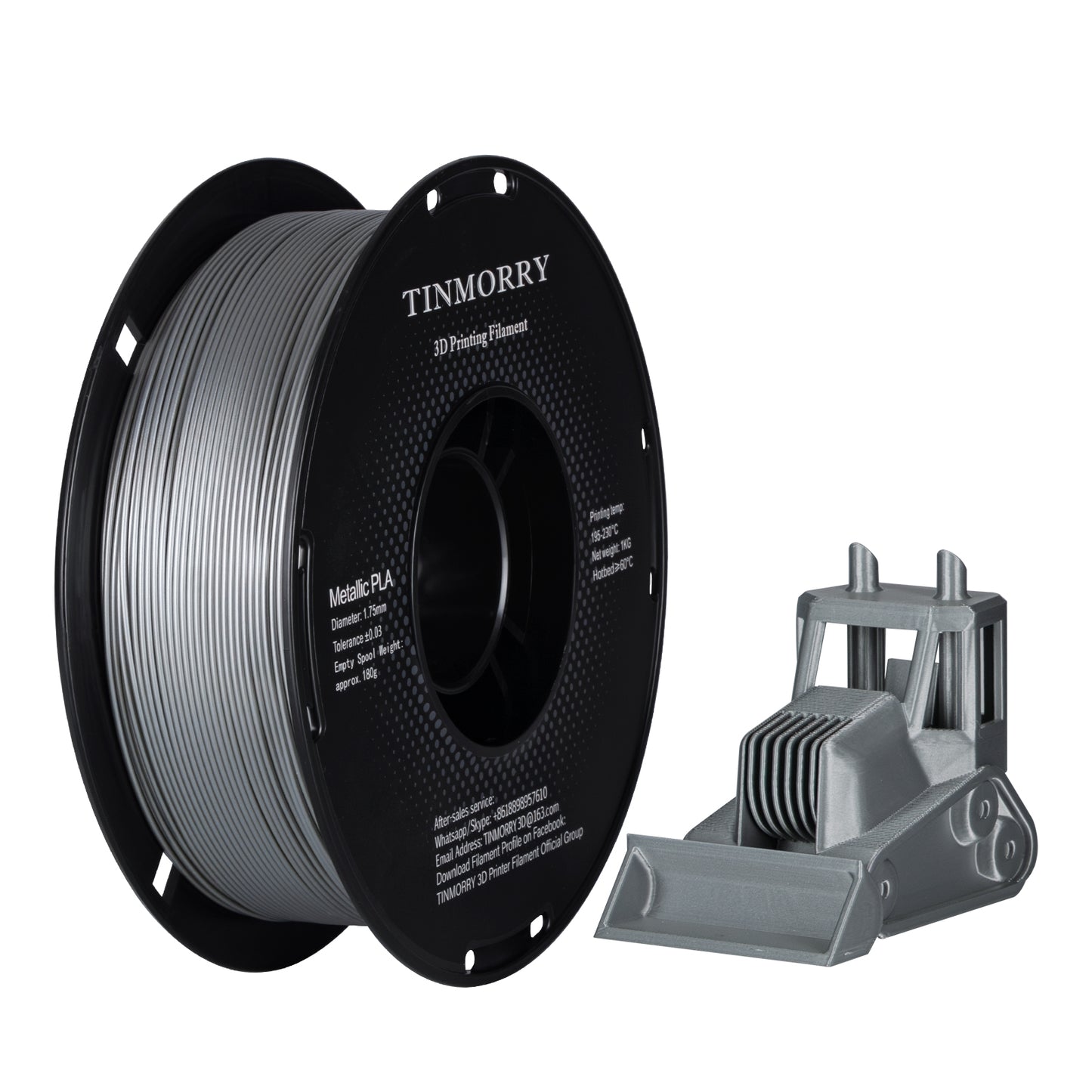 Metallic PLA 3D Printer Filament 1.75mm, 1 KG, Metallic Silver