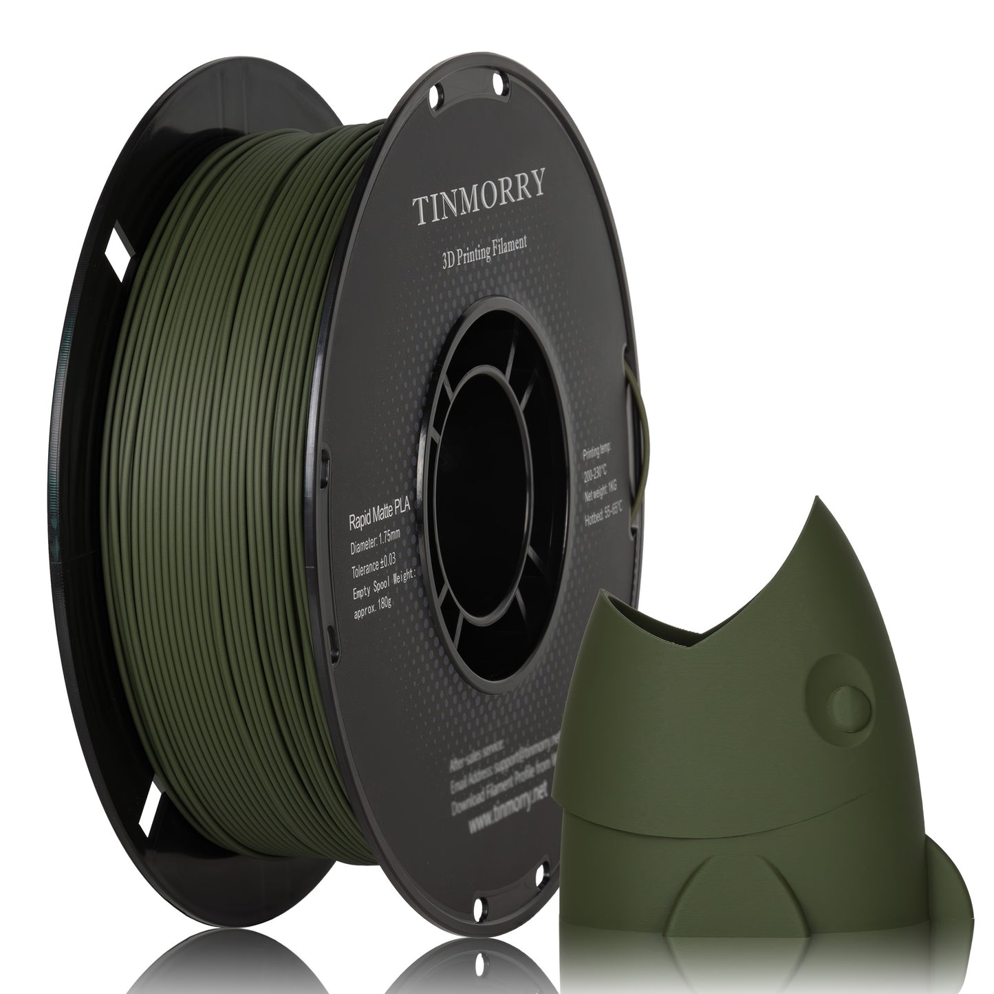 Matte PLA 3D Printer Filament 1.75mm, 1 KG, Matte Olive Green