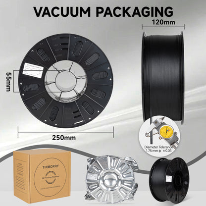 Glass Fiber PETG Filament Pack, 3 KG 1 Spool, Frosted Black
