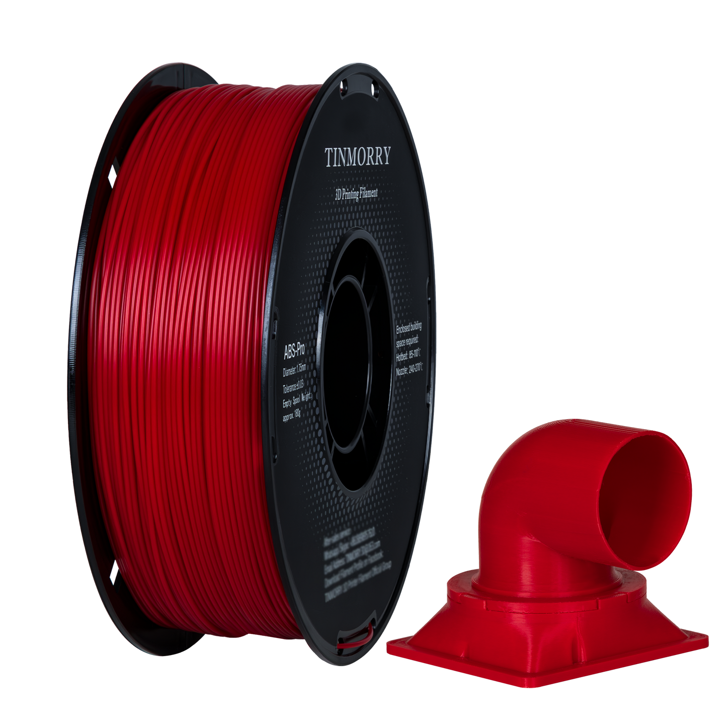 TINMORRY ABS Filament 1.75mm, ABS (Pro) 3D Drucker Filament 1KG, gute Hitzebeständigkeit, stark & haltbar, Maßgenauigkeit ±0.03mm, Rot