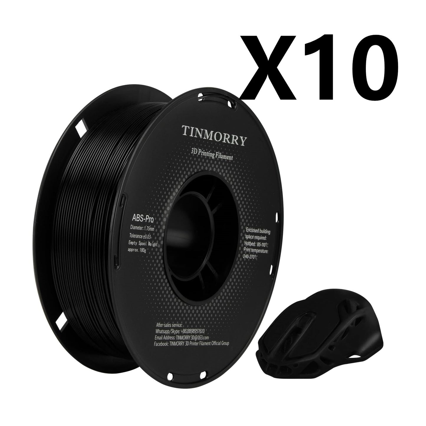 10 Rolls ABS-Pro 3D Printer Filament 1.75mm, 1 KG 1 Spool