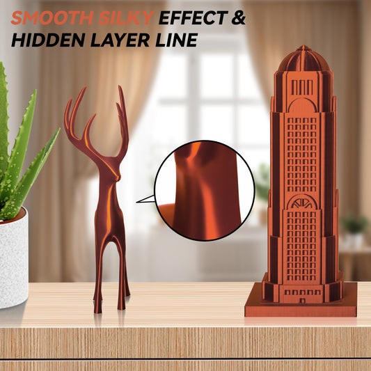 Silk PLA 3D Printer Filament 1.75mm, 1 KG, Silk Copper