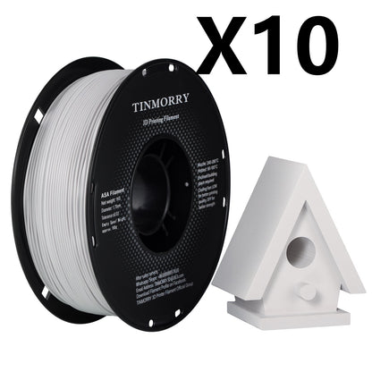 10 Rolls ASA 3D Printer Filament 1.75mm, 1 KG 1 Spool