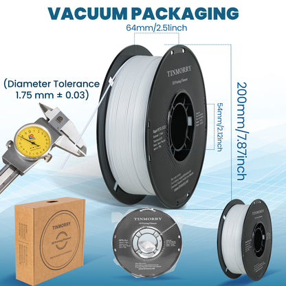 TINMORRY PETG フィラメント 1.75mm、Rapid PETG-Eco 3D プリント フィラメント、Bambu Lab/Creality K1C / FLASHFORGE Adventurer 5M FDM 3D プリンター対応、1 KG 1 スプール、コールド ホワイト