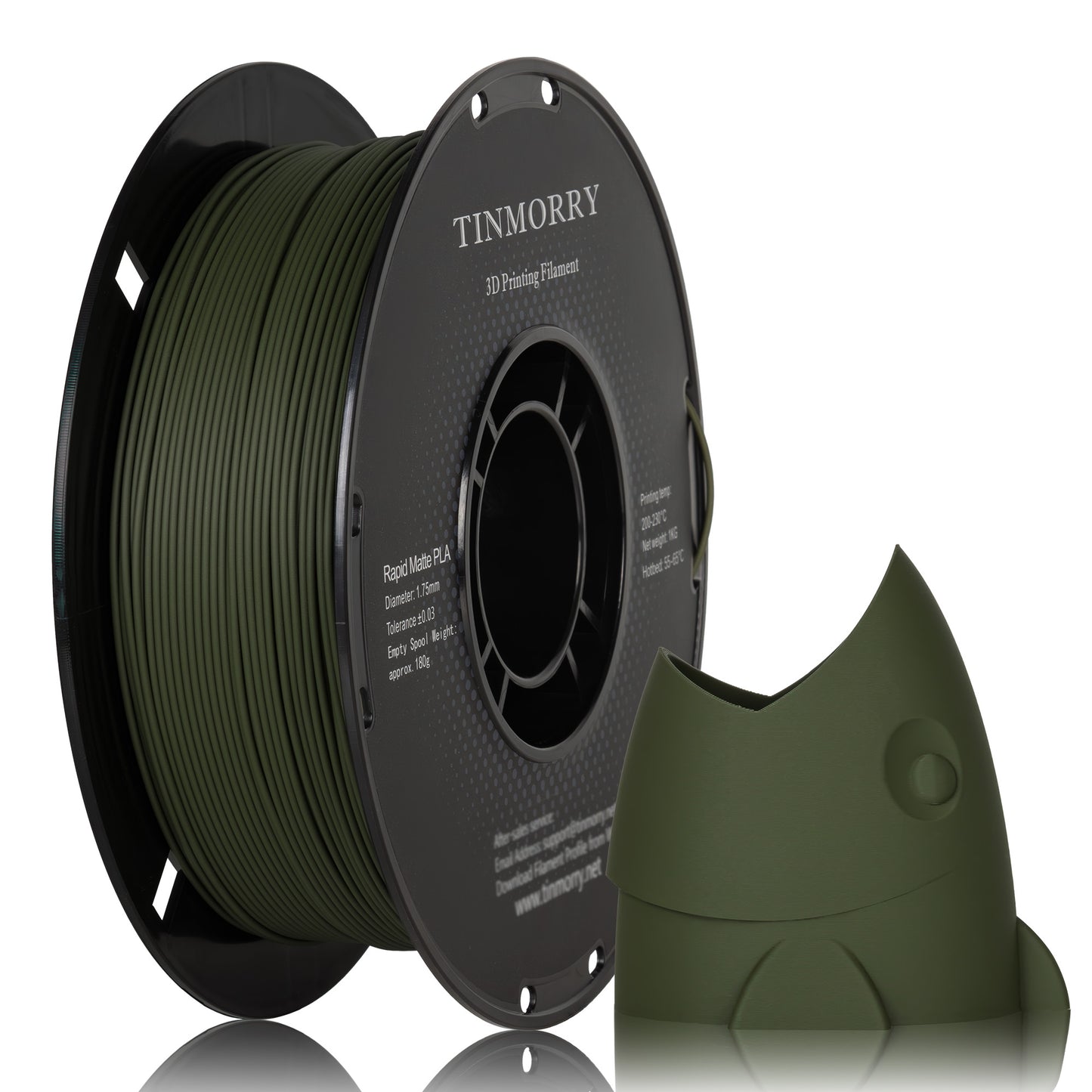 TINMORRY マット PLA フィラメント 1.75mm、PLA 3D プリント フィラメント、Bambu Lab FDM 3D プリンター対応、1 KG 1 スプール、 マットオリーブグリーン