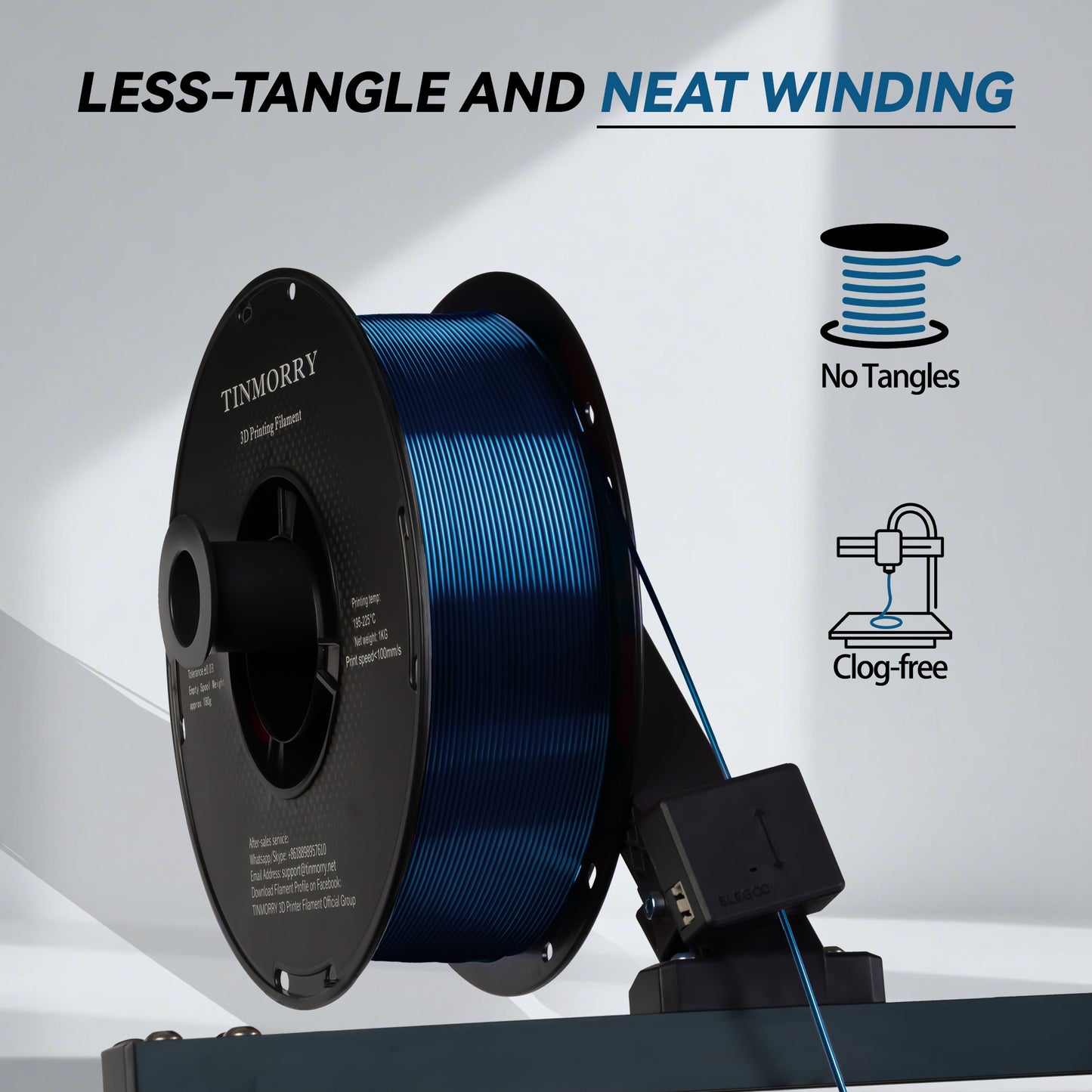 TINMORRY Silk PLA Filament 1.75mm, Glänzendes PLA 3D Drucker Filament, 1 KG 1 Spule, Silk Teal Blau