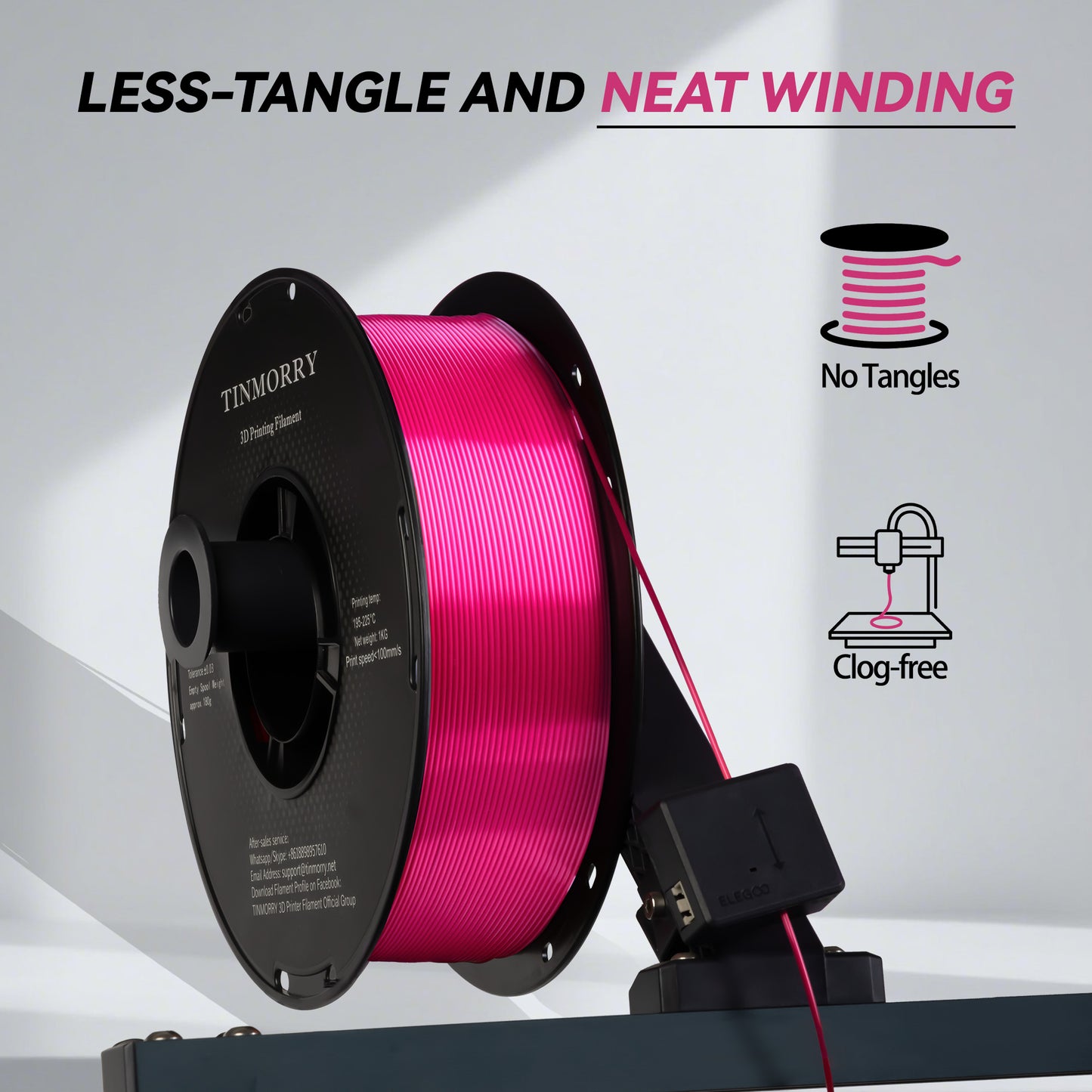 TINMORRY Silk PLA Filament 1.75mm, Glänzendes PLA 3D Drucker Filament, 1 KG 1 Spule, Silk Rosarot