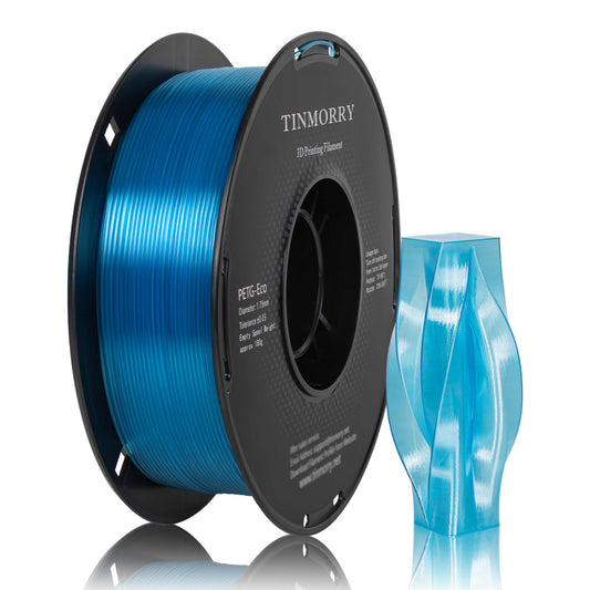 TINMORRY PETG-Filament 1,75 mm, Rapid PETG-Eco 3D-Druckfilament, kompatibel mit Bambu Lab/Creality K1C / FLASHFORGE Adventurer 5M FDM 3D-Drucker, 1 kg 1 Spule, Transparentblau 