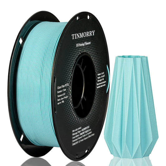 TINMORRY Glasfaserverstärktes PETG-Filament, hochschlagfestes PETG-GF-3D-Druckfilament, Haltbarkeit und Steifheit, perfekt kompatibel mit Bambu Lab FDM-3D-Drucker, 1 kg, 1 Spule, Frosted Ice Blue
