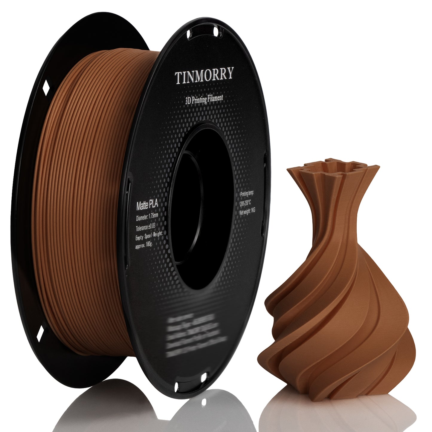 Matte PLA 3D Printer Filament 1.75mm, 1 KG, Matte Brown