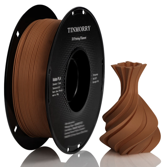 TINMORRY Matte PLA Filament 1.75mm, PLA 3D Printing Filament, Compatible with Bambu Lab FDM 3D Printer, 1 KG 1 Spool, Matte Brown