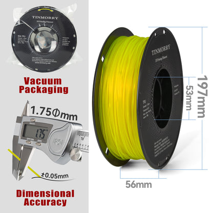95A TPU 3D Printer Filament 1.75mm, 1 KG, Transparent Yellow