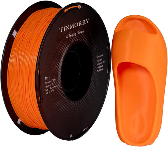 TINMORRY Filament TPU 1,75 mm, TPU Filament 3D Druckmaterialien für 3D Drucker, 1 KG 1 Spule, Orange 