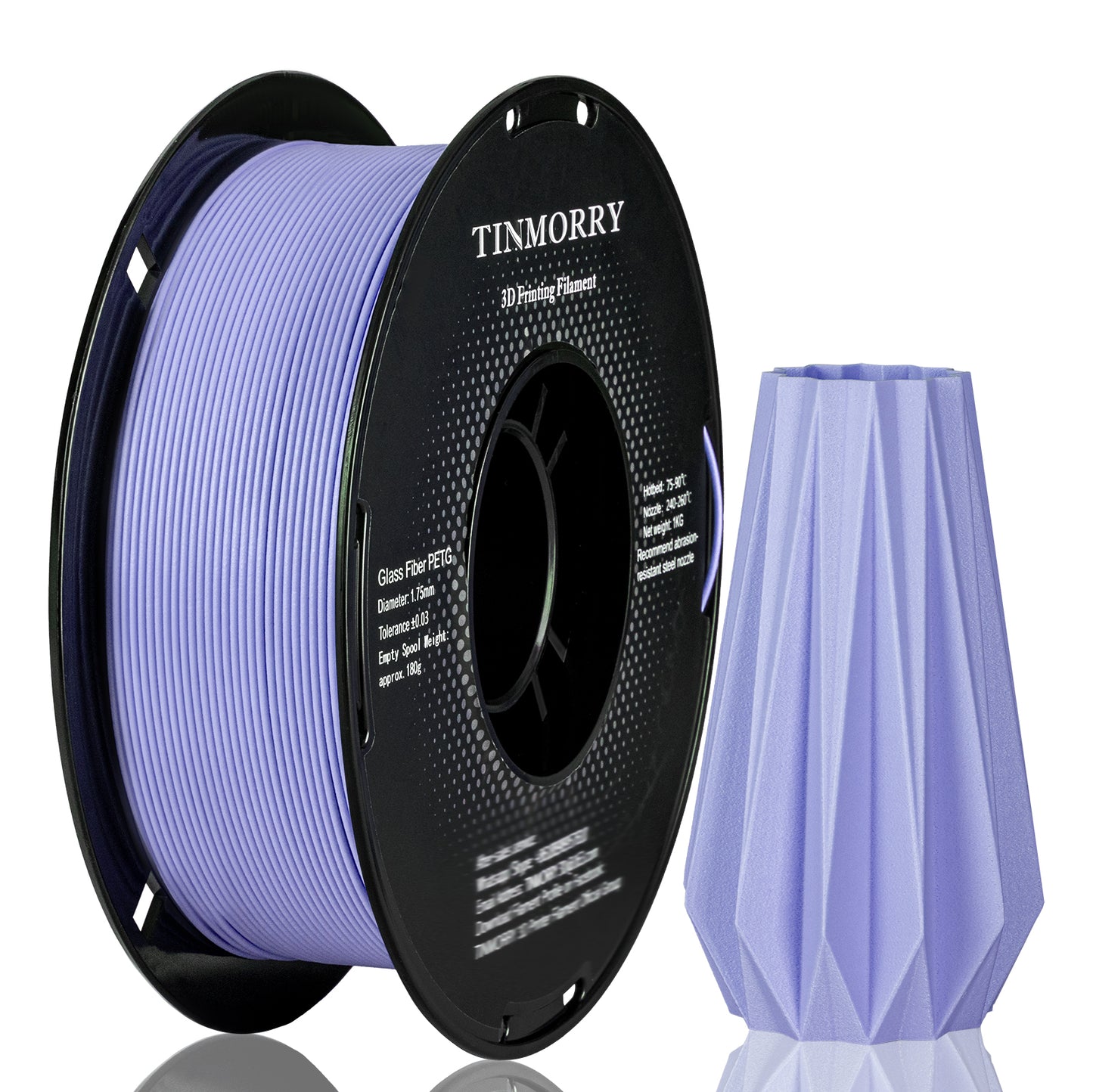 Glass Fiber PETG 3D Printer Filament 1.75mm, 1 KG, Frosted Lilac purple