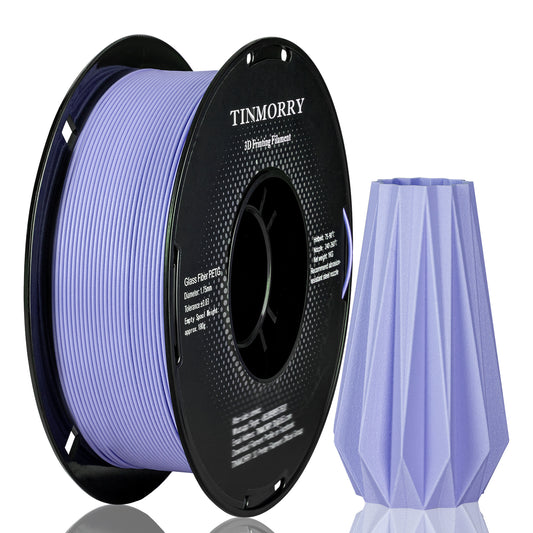 TINMORRY Glasfaserverstärktes PETG-Filament, hochschlagfestes PETG-GF-3D-Druckfilament, Haltbarkeit und Steifheit, perfekt kompatibel mit Bambu Lab FDM-3D-Drucker, 1 kg, 1 Spule, Frosted Lilac Lila