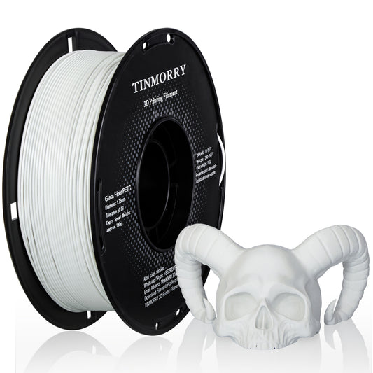 TINMORRY Glasfaserverstärktes PETG-Filament, hochschlagfestes PETG-GF-3D-Druckfilament, Haltbarkeit und Steifheit, perfekt kompatibel mit Bambu Lab FDM-3D-Drucker, 1 kg, 1 Spule, mattweiß 