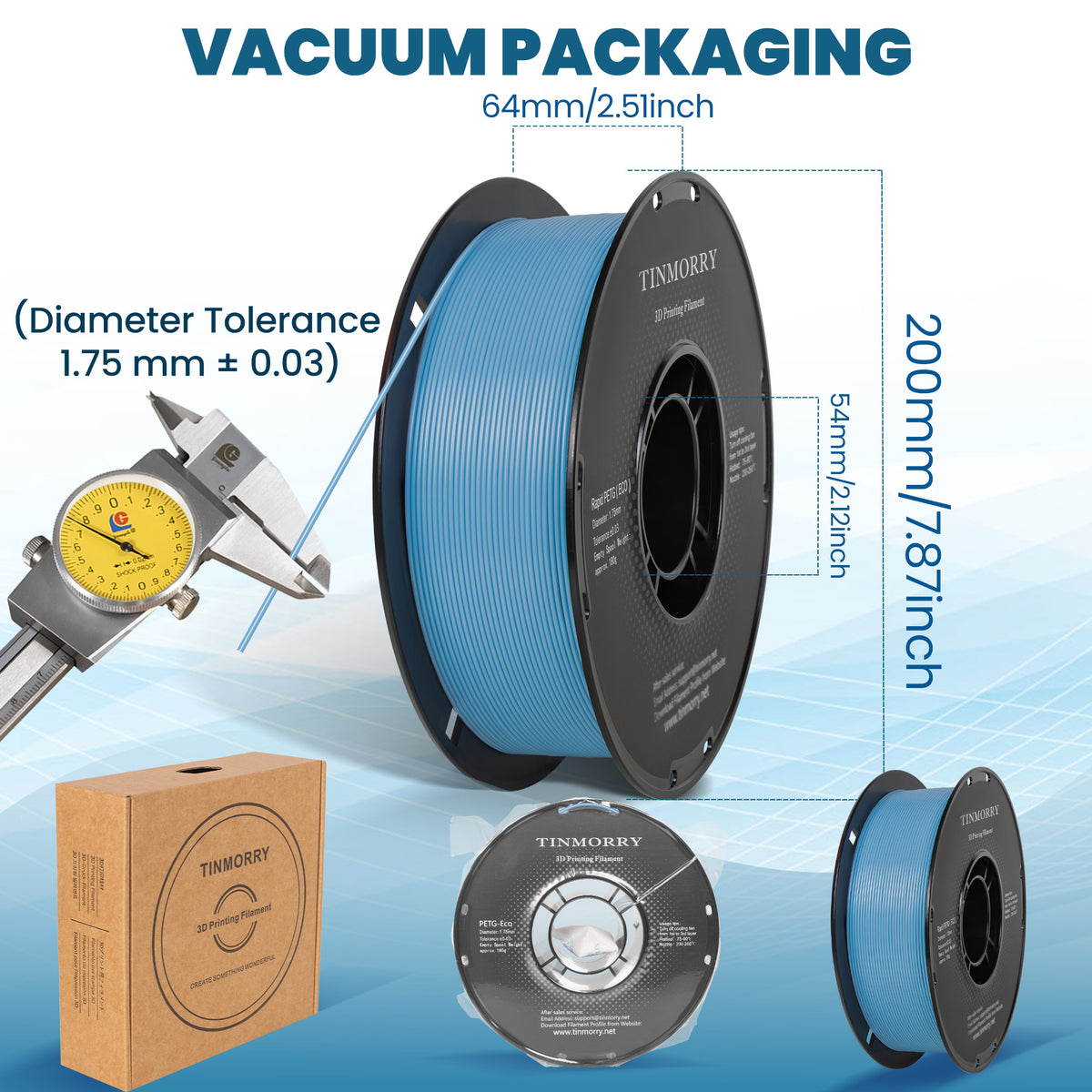 Rapid PETG-Eco 3D Printer Filament 1.75mm, 1 KG, Baby Blue