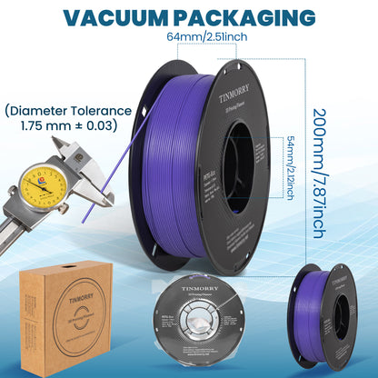 TINMORRY PETG フィラメント 1.75mm、Rapid PETG-Eco 3D プリント フィラメント、Bambu Lab/Creality K1C / FLASHFORGE Adventurer 5M FDM 3D プリンター対応、1 KG 1 スプール、Vinca ブルー