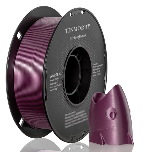 TINMORRY Metallic PETG Filament 1.75mm, PETG 3D Printing Filament, Compatible with Bambu Lab FDM 3D Printer, 1 KG 1 Spool, Metallic Purple