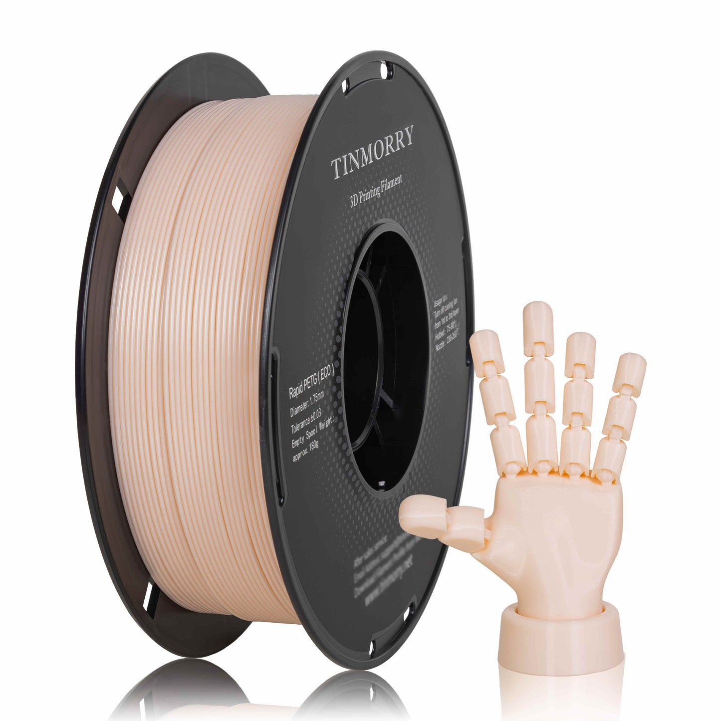 TINMORRY PETG-Filament 1,75 mm, Rapid PETG-Eco 3D-Druckfilament, kompatibel mit Bambu Lab/Creality K1C / FLASHFORGE Adventurer 5M FDM 3D-Drucker, 1 kg 1 Spule, Skin 