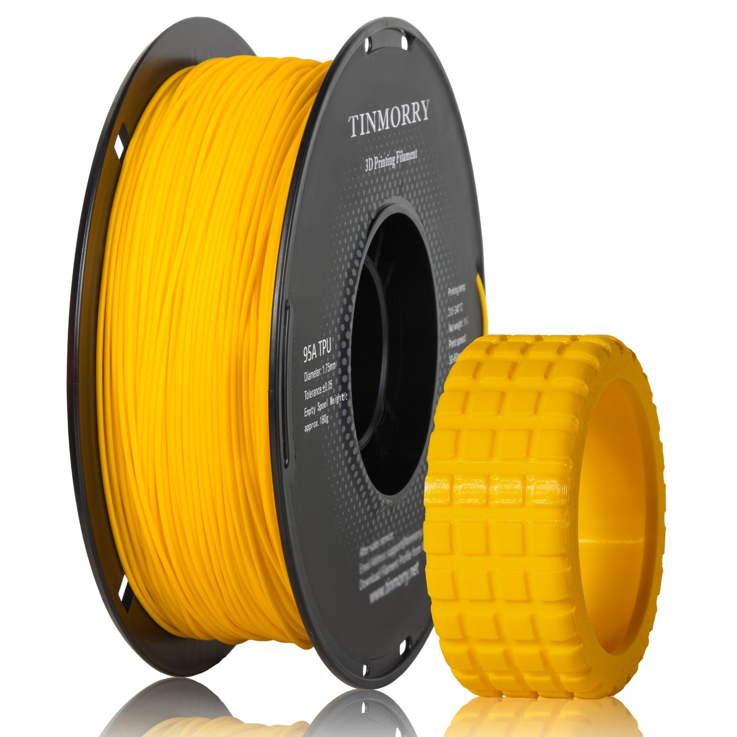 95A TPU 3D Printer Filament 1.75mm, 1 KG, Traffic Yellow