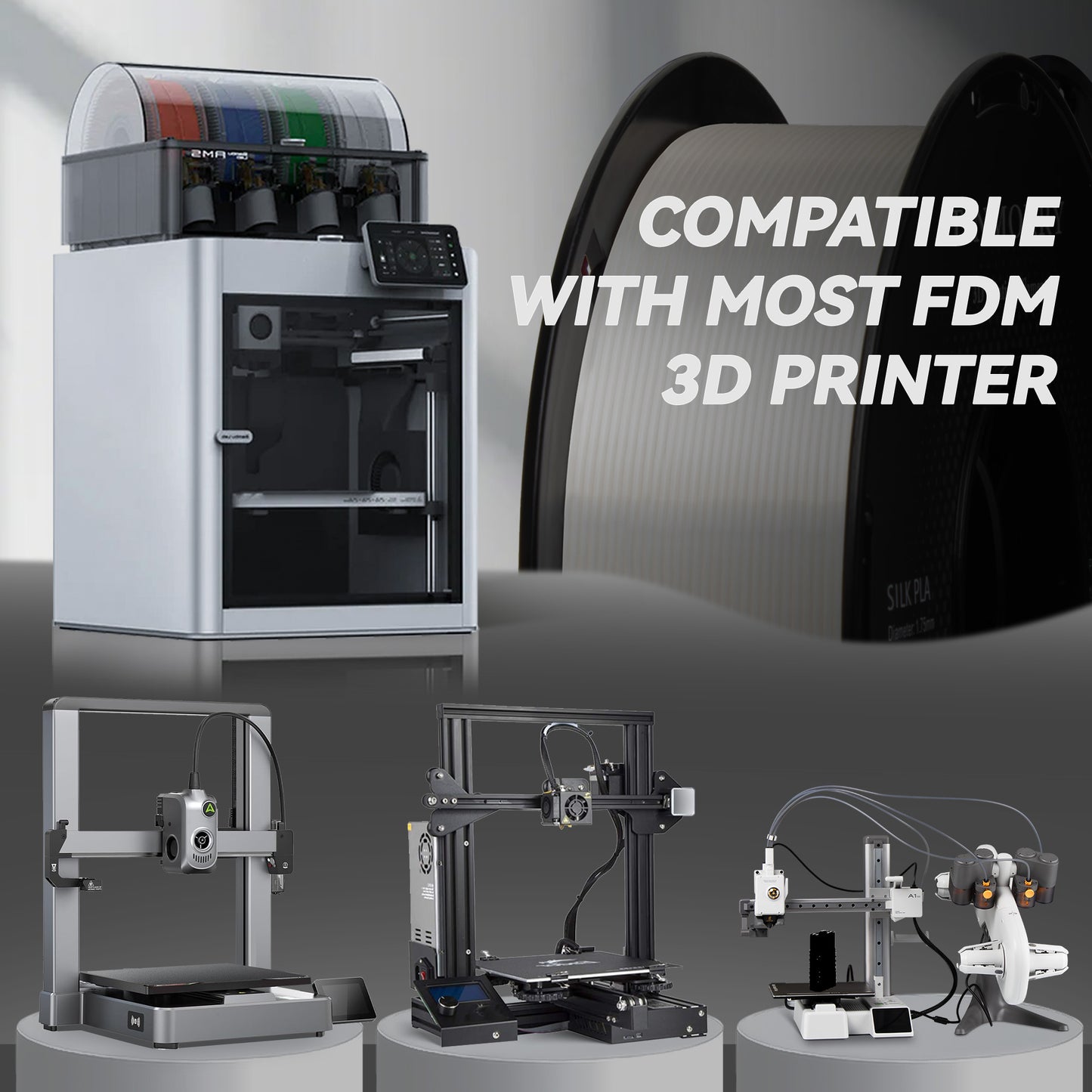 Silk PLA 3D Printer Filament 1.75mm, 1 KG, Silk White