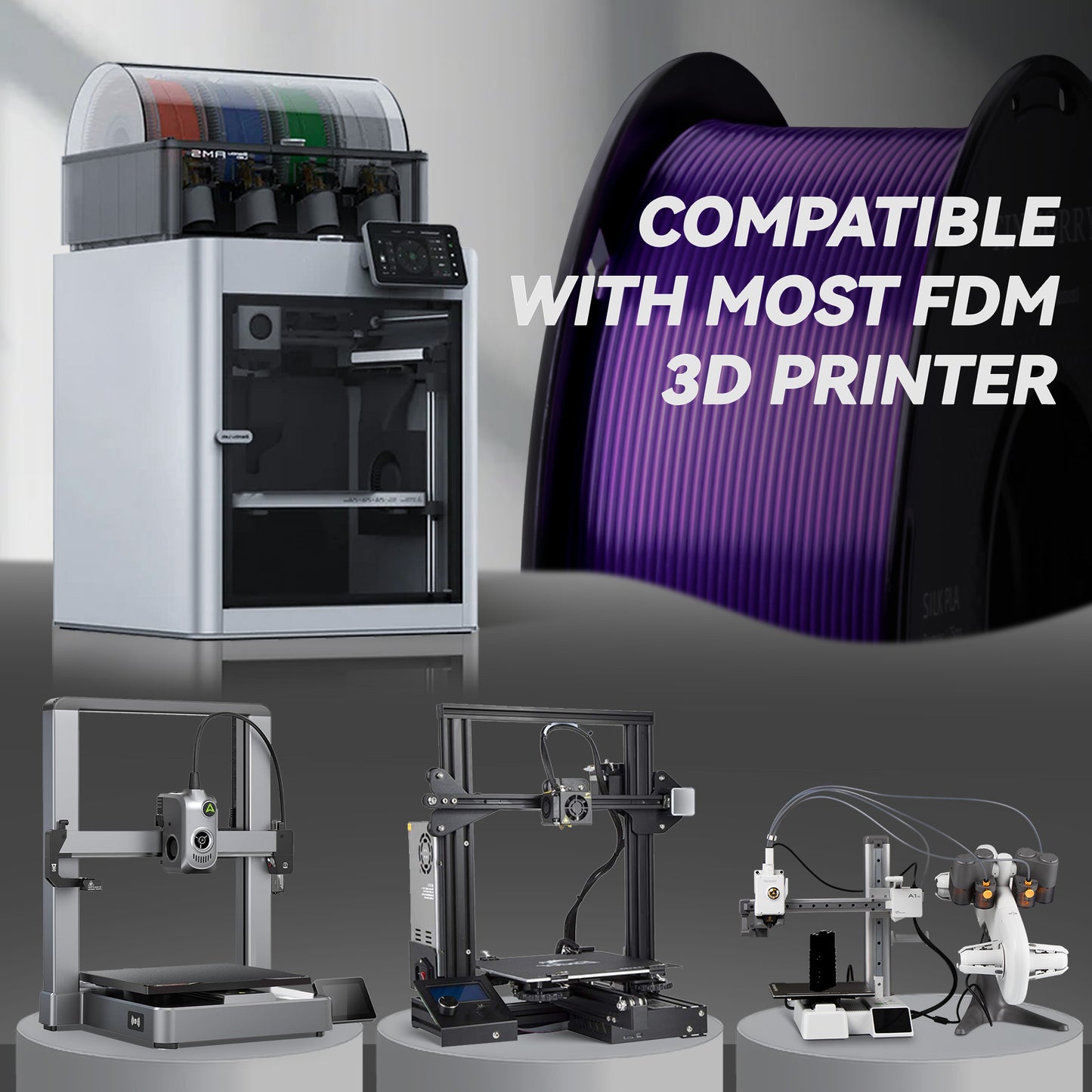 Silk PLA 3D Printer Filament 1.75mm, 1 KG, Silk Purple