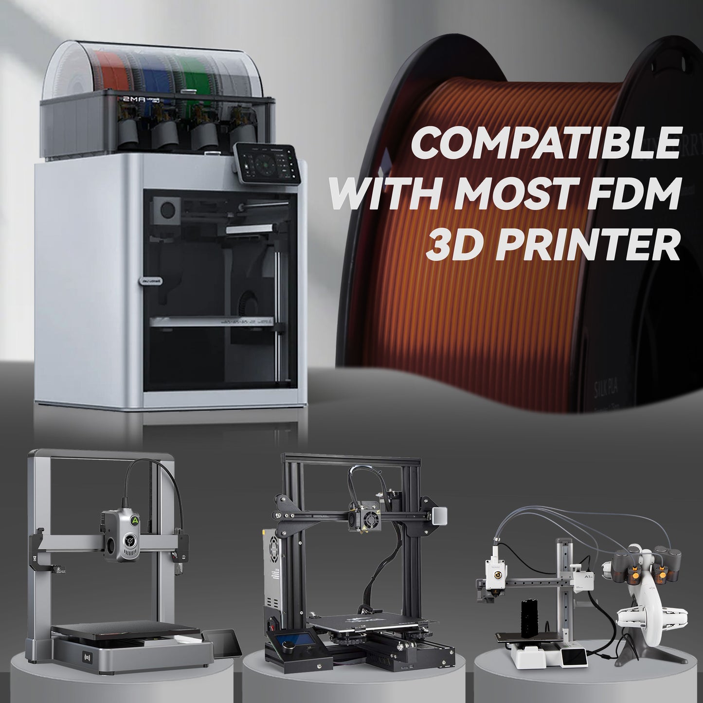 Silk PLA 3D Printer Filament 1.75mm, 1 KG, Silk Copper