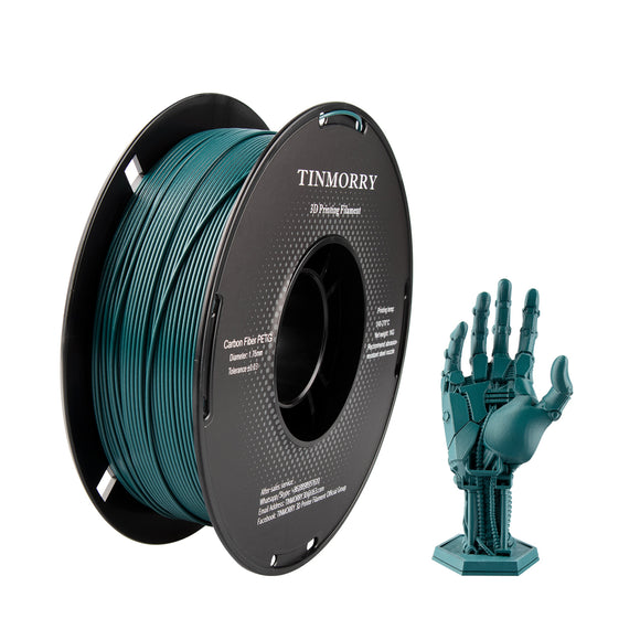 Carbon Fiber PETG Filament 1.75mm, TINMORRY PETG-CF 3D Printing Filament, Compatible with Bambu Lab FDM 3D Printer, Peacock Green