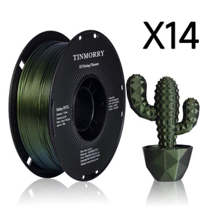 14 Rolls Galaxy PETG Filament 1.75mm, TINMORRY Galaxy PETG 3D Printing Filament  for FDM 3D Printers, 14 KG, Green Gold